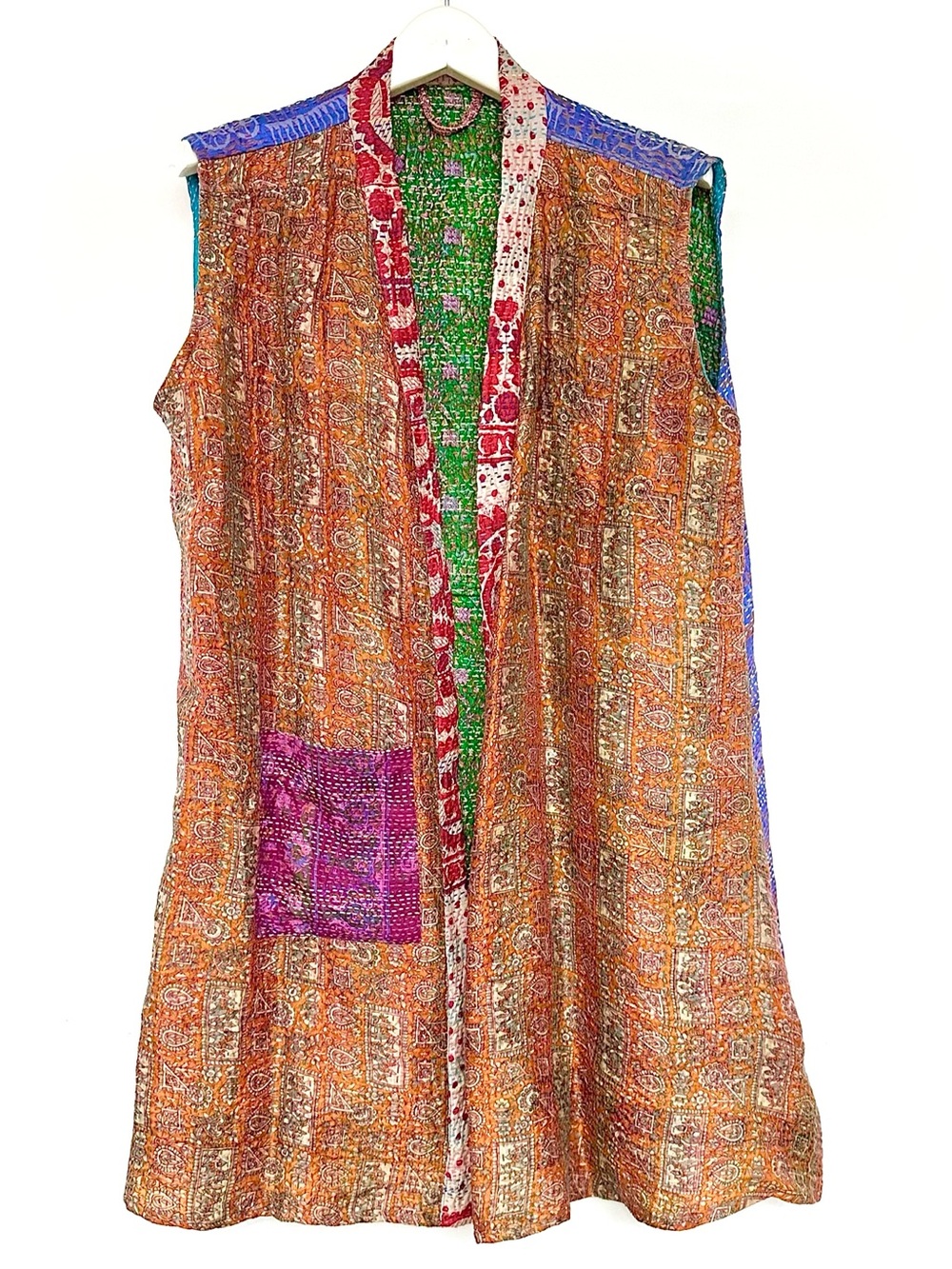 VTG SILK Kantha patchwork vest